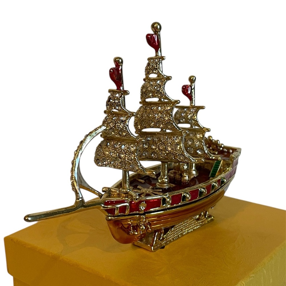 Ship Bejeweled Trinket Box